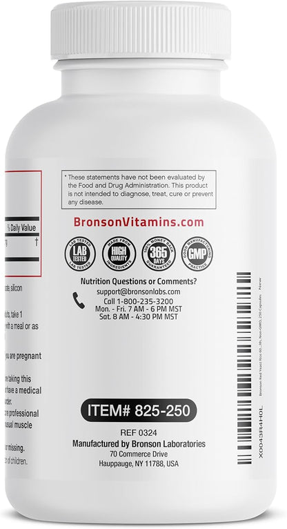 Bronson Red Yeast Rice 600 MG Monascus Purpureus Herbal Health, Non-GMO, 250 Capsules