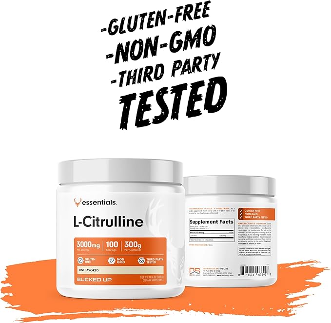 Bucked Up L-Citrulline 3000mg Powder, Essentials (100 Servings)