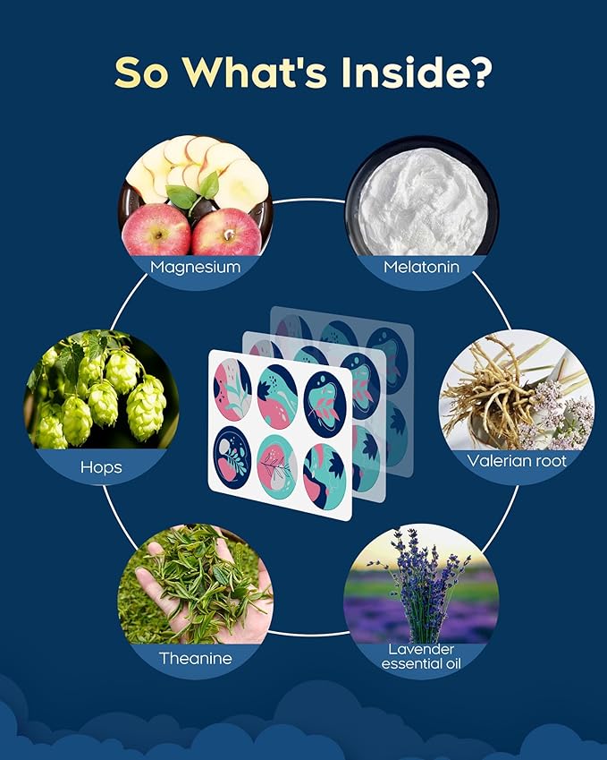 Sleep Patches, 30 Pack Upgraded Deep Sleep Patches for Adults, All Natural Deep Patch, Quick Acting Ingredients, for Men and Women, Easy to Use That Last All Night - Blue - 23