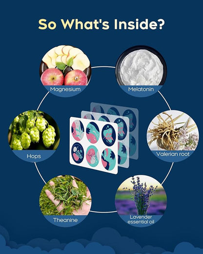 Sleep Patches, 30 Pack Upgraded Deep Sleep Patches for Adults, All Natural Deep Patch, Quick Acting Ingredients, for Men and Women, Easy to Use That Last All Night - Blue - 23