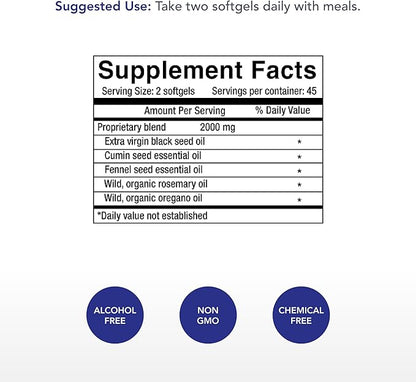 Physician's Strength Black Seed Oil Gelcaps - 90 Softgels - Supports Healthy Body Response - Freshly Cold Pressed - Non-GMO - 45 Servings