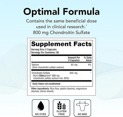 Theralogix OptiFlex-C Chondroitin Sulfate - 90-Day Supply - Chondroitin Capsules - Support Healthy Joint Function and Mobility - Joint Support Supplement for Women & Men - NSF Certified - 180 Capsules