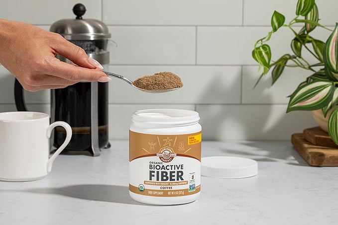 Manitoba Harvest Organic BioActive Fiber Supplement with 6g Fiber per Serving, Digestive Hemp & Psyllium Husk Powder, Non-GMO, Vegan and Kosher, 8oz, Coffee