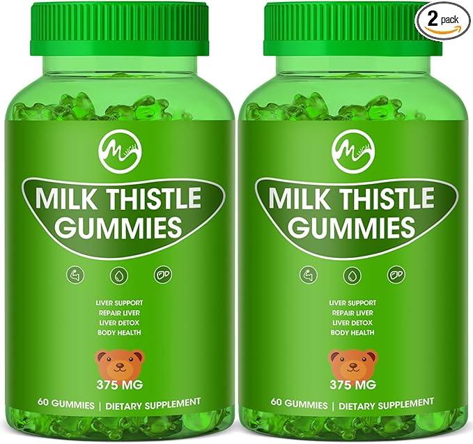 Milk Thistle Gummies, Liver Cleanse Gummy, Organic Liver Detox Supplements for Men & Women - 60 Gummies (Pack of 2)