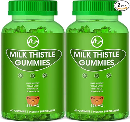 Milk Thistle Gummies, Liver Cleanse Gummy, Organic Liver Detox Supplements for Men & Women - 60 Gummies (Pack of 2)