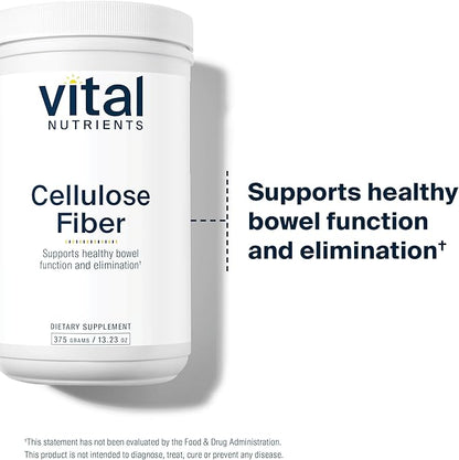 Vital Nutrients Cellulose Fiber Powder | 375g Cellulose Insoluble Fiber Powder | Fiber Supplement Powder Supports Healthy Bowel Function | Gluten, Dairy, Soy Free | Non-GMO | 60 Capsules