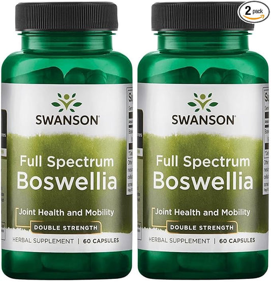 Swanson Double Strength Boswellia-Herbal Supplement Promoting Joint Support-Ayurvedic Herb for Joint Flexibility & Mobility Support-Made w/Boswellia Serrata Resin-(60 Capsules, 800mg Each) (2 Pack)