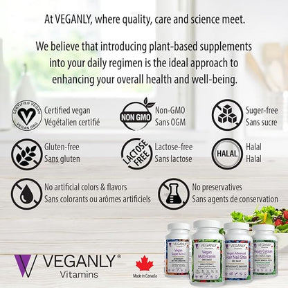 Vegan Advanced Hair Nail Skin One-Daily, 60 Veggie Caps -Antioxidant Enriched. Improve Hair, Improve Skin Health and Nail Health - Plant Based with Biotin & Natural Superfood