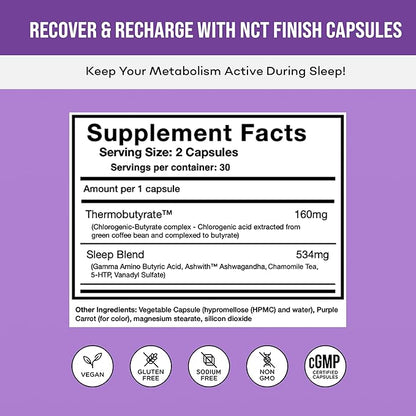 NCT Finish Capsules - 60 Count Recovery Supplement - Joint Support and Comfort - Sleep Support
