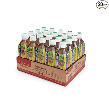 Aloevine Aloe Vera Drink, Strawberry, 16.9 fl oz 20 pack