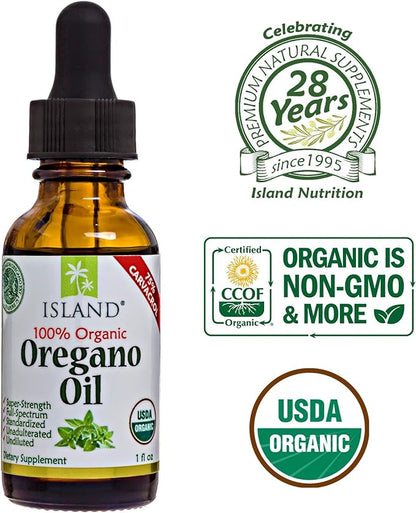 Oregano Oil Organic Liquid Drops - 100% Pure & Undiluted - USDA-Certified Organic (1 oz) 75% Carvacrol - Grown in Spain - Immune Support Supplement with Oil of Oregano.