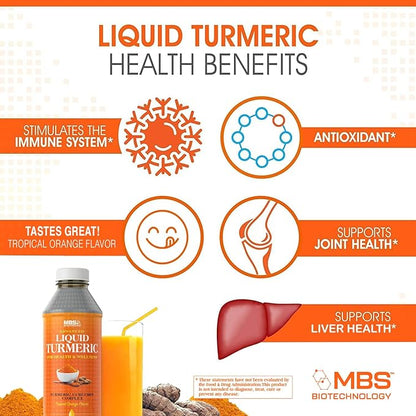 Advanced Liquid Turmeric – High Absorption Curcumin with Black Pepper & Vitamin D3 for Maximum Bioavailability – Joint, Inflammation & Immune Support – 20 fl oz