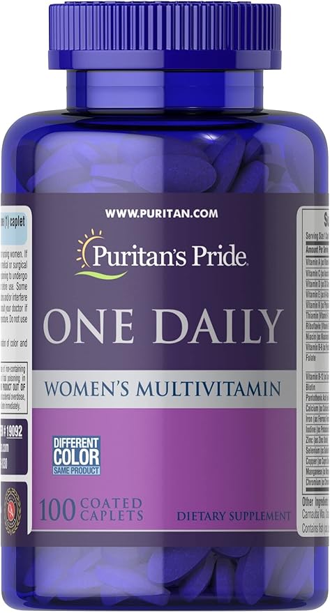 Puritans Pride One Daily Women's Multivitamin Caplets, 100 Count