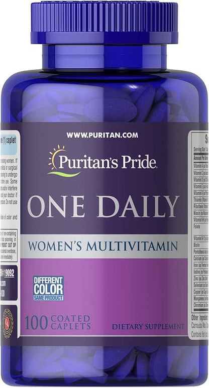 Puritans Pride One Daily Women's Multivitamin Caplets, 100 Count