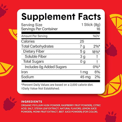 Bellway Super Fiber Powder + Fruit, Raspberry Lemon Super Fiber Packets + Fruit, Raspberry Lemon
