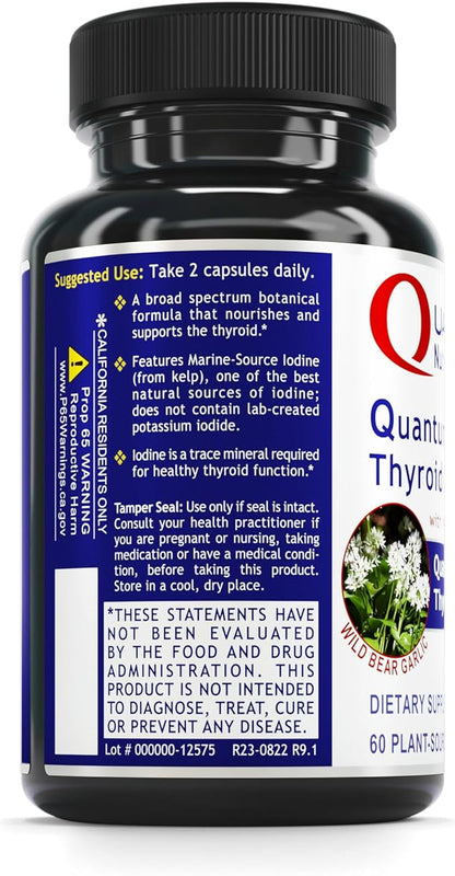 QNL Quantum Thyroid Support Supplement - Pure Thyroid Support Complex - Aids Hormonal Balance for Women & Men - Vegan Thyroid Complex - Features Iodine - 60 Plant-Source Capsules