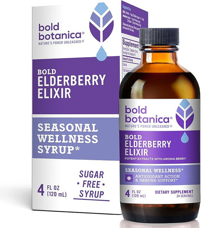 Elderberry Elixir – 65x Concentrated Extract - Sugar-Free - Kid Friendly - Black Elderberry Syrup with Aronia Berry for Immune Support - 4 Fl. Oz.