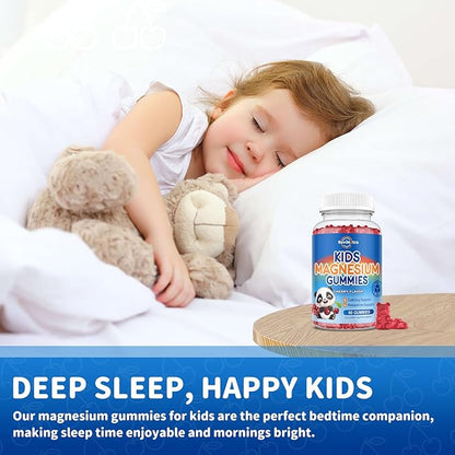 Magnesium Gummies for Kids, Magnesium Citrate Supplement for Adults & Kids, Calm Magnesium Gummies Support Sleep, Bone & Muscle Health, Nerve Relaxation, 60 Cherry Gummies