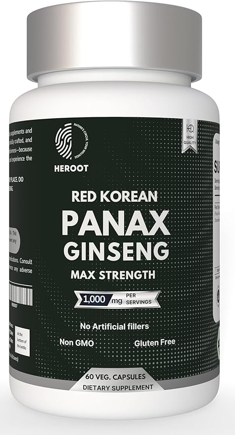 Panax Ginseng Capsule 500 MG Per Serving Energy, Serving for Mood, Cognitive Function and Energy Support, Non-GMO (Pack of 20 Capsule)