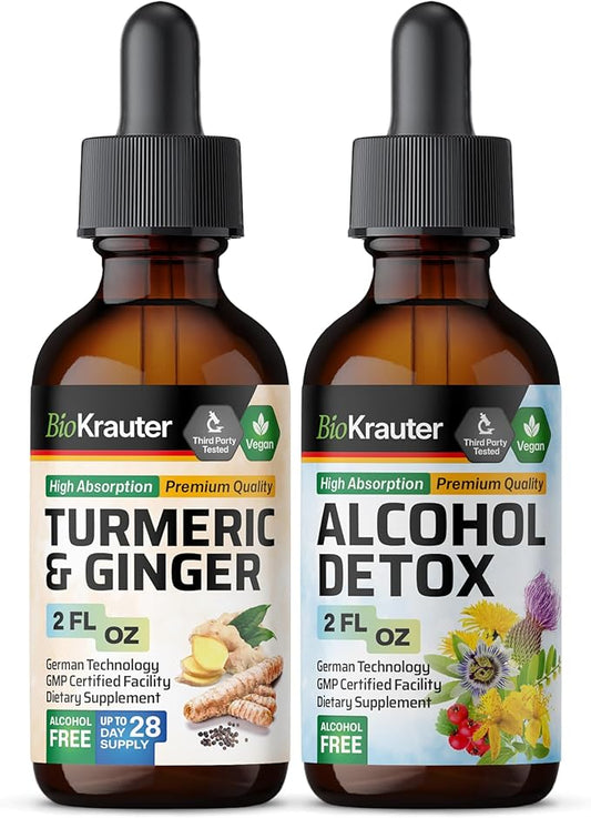 Turmeric Ginger Tincture 2 Fl. Oz. & Alcohol Detox Tincture 2 Fl. Oz.