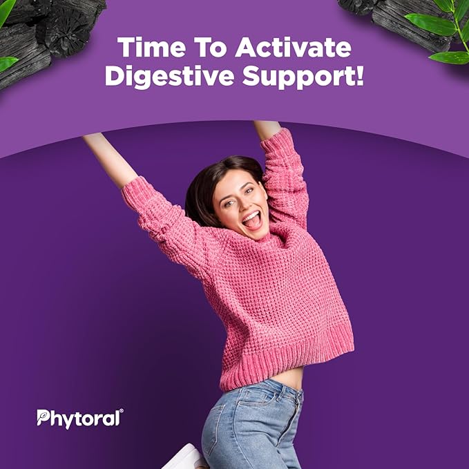Phytoral Activated Charcoal Pills Detox & Cleanse - Purifying Coconut Capsules with 1200 mg Per Serving for Bloating Relief - Active Detoxification Supplement for Body & Gut Health - 90 Count x3 Pack
