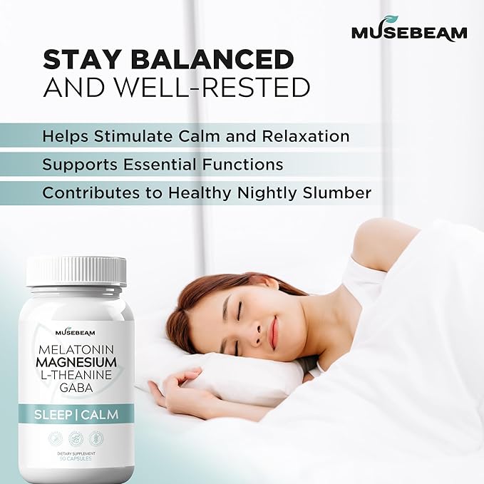 Magnesium Glycinate 275mg Melatonin 5mg L-Theanine 200mg GABA 100mg Capsules - Full Rest Nighttime Bedtime Support Supplement for Men Women - Vegan Sugar-Free Gluten-Free