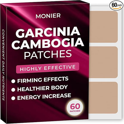 MONIER Garcinia Cambogia Patches (Pack of 60) - 100% Natural Patch for Women and Men - with B12 & Potassium - Energy, Focus & Body Support - Enhanced Formula