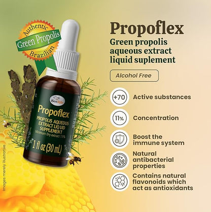 Beelife Propoflex Green Propolis Extract - No Alcohol Bee Propolis Tincture, High Artepillin-C Levels - Antioxidant-Rich Liquid Supplement for Wellness - Natural & Kosher - Made in Brazil, 1 Fl. Oz.