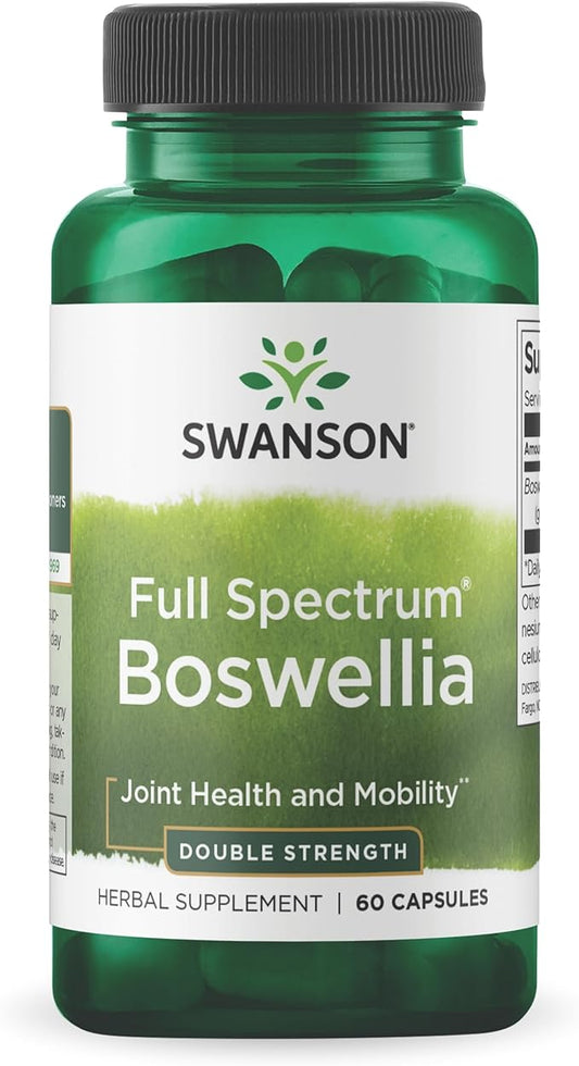 Swanson Double Strength Boswellia - Herbal Supplement Promoting Joint Support - Ayurvedic Herb for Joint Flexibility & Mobility Support - Made w/Boswellia Serrata Resin - (60 Capsules, 800mg Each)