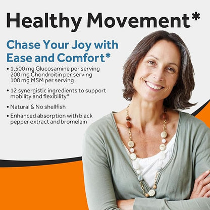 Doctor's Recipes Glucosamine Chondroitin MSM Turmeric Quercetin, Movement Support Supplement for Men & Women, with Black Pepper for High Absorption, Mobility & Flexibility, No Shellfish, 240 Tablets