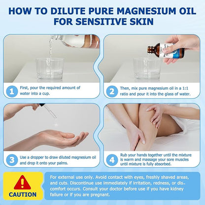 Pure Magnesium Oil Spray, Magnesium Oil for Feet, Topical Magnesium Spray Glass Bottle, Magnesium Spray for Feet, Magnesium Body Spray, Easy to Absorb & Use -2.0 oz