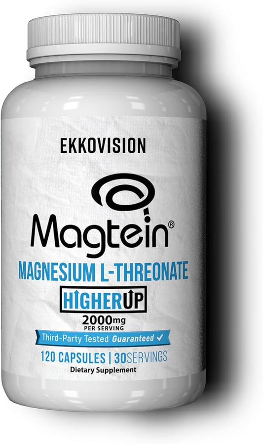 x Higher Up Magtein Magnesium L-Threonate, Memory & Cognitive Function Support, Magnesium Supplement with Essential Minerals for Men & Women, 2000 MG Per SVG, 120 Easy-to-Swallow Capsules