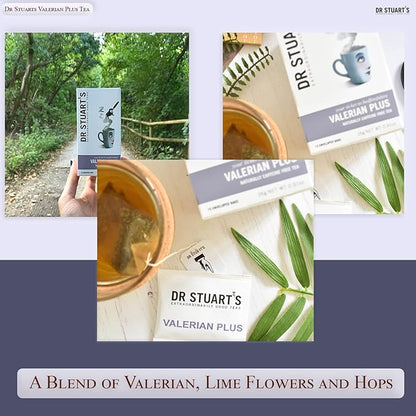 Dr Stuart's Organic Valerian Plus Tea 60 Teabags (15 Bags x Pack of 4) | Herbal Blend of Chamomile, Valerian Root & Fennel | Bedtime Tea Helps in Restful Sleep & Relaxation | Naturally Caffeine Free