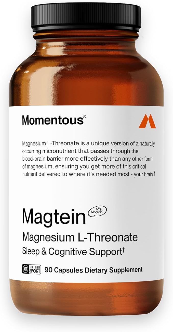 Momentous Magtein Magnesium L-Threonate 145mg - Magnesium Threonate Supplement for Cognitive Function & Rest Support, 30 Servings (Package May Vary)
