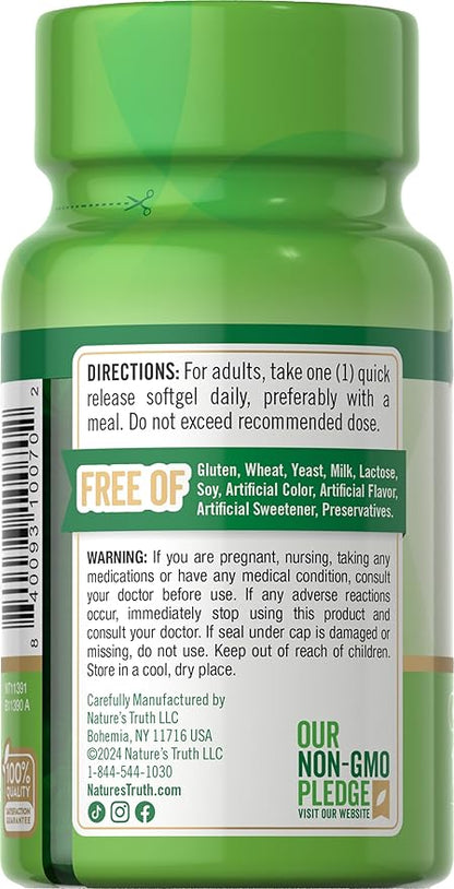 Nature's Truth Vitamin D3 10000 IU Softgels | 100 Count | High Potency Formula | Non-GMO and Gluten Free Supplement