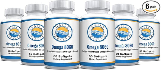 Omega 8060 2400mg Omega 3 Fish Oil Joint Health Supplement 60 softgel - 6 Month Supply - 6pk