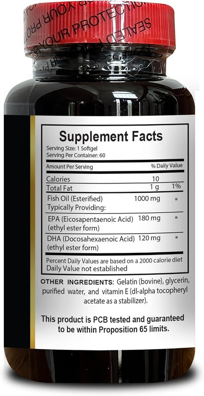Wild Alaskan Salmon Oil - Omega 3 Fatty Acid Supplements, Support Memory and Focus Supplements - 1 Bottle 60 Softgels