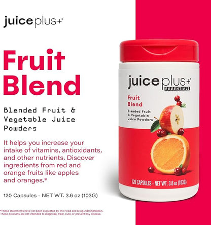 Juice Plus+ Fruit Blend - Fruit and Vegetable Supplement - Whole Food Ingredients Like Acerola Cherry, Apple, Mango, Beetroot and More - Vegan, Non-GMO - 120 Capsules