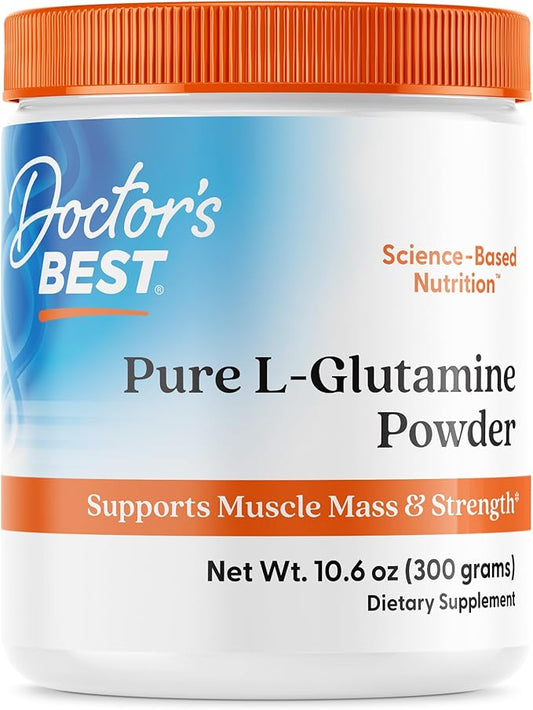 Doctors Best Pure L-Glutamine Powder, Supports Muscle Mass & Strength, Non-GMO, Gluten Free, Soy Free, Vegan Net Wt. 10.6 oz (300 Grams)