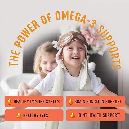 Omega 3 Fish Oil Softgels and Omega 3 Liquid Drops for Kids | EPA, DHA & Algae Oil for Heart, Brain, and Immune Support | Omega 3 Bundle for The Whole Family