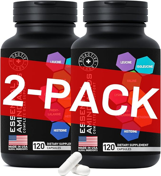 Essential Amino Acids Complex for Men & Women - Advanced Workout Power & Recovery Formula - Vegan BCAA Amino Acid Supplement with All 9 Branch Chain Essential Aminos - 240 Keto Friendly EAA BCAA Pills