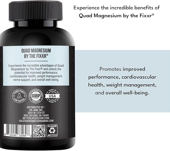 Quad Magnesium by Dr. Amie | 4 Forms of Magnesium 500 mg per Serving | Formulated with Aquamin to Help with Digestion and Absorption | 30 Day Supply, 60 Capsules