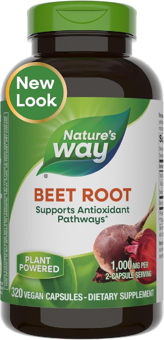 Nature's Way Beet Root, Supports Antioxidant Pathways*, Helps Neutralize Free Radicals*, 1,000 mg per 2-Capsule Serving, Vegan, 320 Capsules (Packaging May Vary)