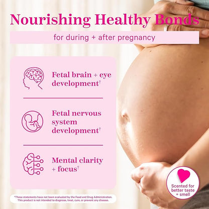 Pink Stork Omega-3 DHA - 540 mg Fish Oil Supplements with DHA and EPA, Prenatal and Postpartum Essentials for Cognitive Health + Fetal Development - 60 Softgels - Packaging May Vary