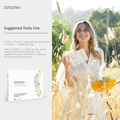 ZinoShine+ - Vitamin D3 & Magnesium Supplement for Immune Support, Energy, Muscle, Bone & Teeth Health - Reduces Fatigue - 60 Tablets