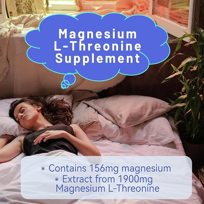 Magnesium L-Threonine 1900mg Supplement | High Absorption Mineral Magnesium Capsules for Bone & Muscle Support | 90 Counts Premium Bioavailable Formula