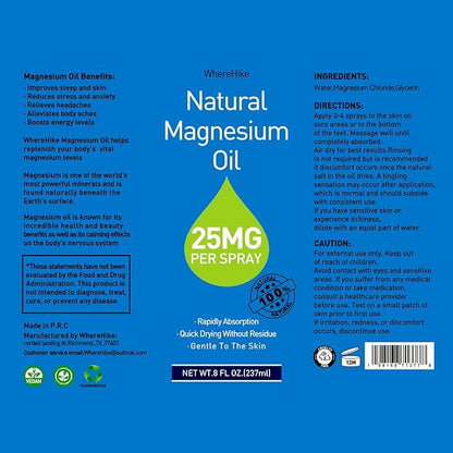 Magnesium Spray, Pure Magnesium Oil Spray for Feet,Ideal Gift for Muscle Relaxation&Better Sleep,Rapid Absorption,Quick Drying Without Residue-Unflavored