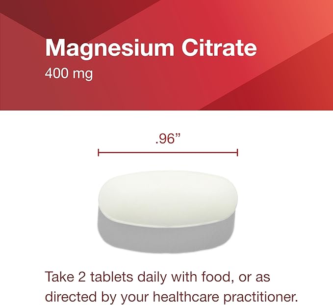PROTOCOL FOR LIFE BALANCE Magnesium Citrate 400mg - Support Heart Health & Bone Formation - Bioavailable Dietary Supplement - Vegan, Kosher & Halal - 100 Tabs