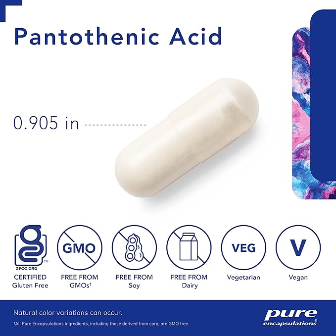 Pure Encapsulations Pantothenic Acid | Hypoallergenic Supplement Supports Cellular Energy Production, Adrenal and Cardiovascular Health | 120 Capsules