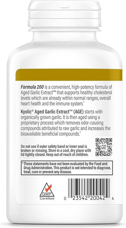 Kyolic Aged Garlic Extract Formula 200, Cardiovascular & Immune, Reserve 120 Capsules (Packaging May Vary)